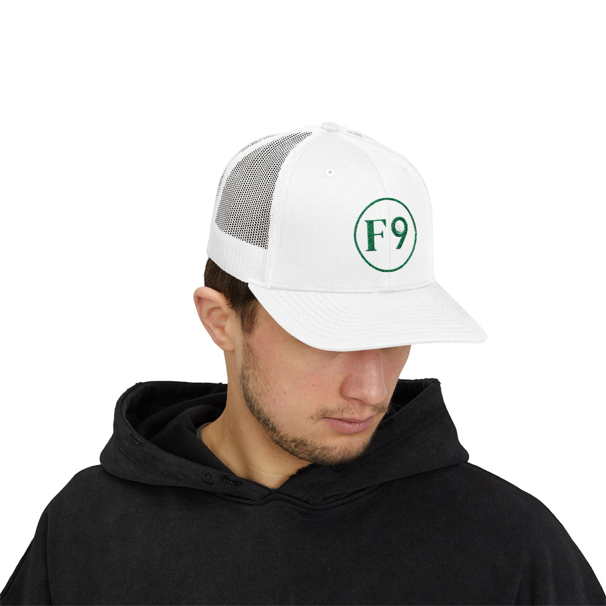F9 Classic Circle Trucker Hat "White"